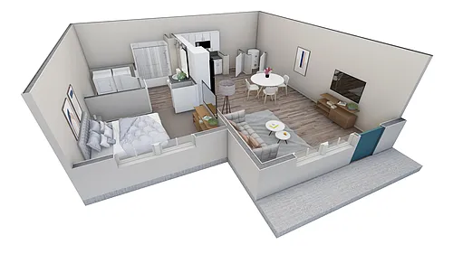 Floor plan 1 BR Retreat Courtyard
