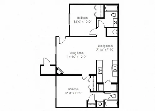 Floor plan 2 Bedroom 2 Bathroom