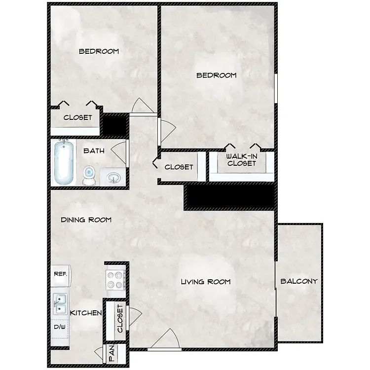 Floor plan 2BR 1BA