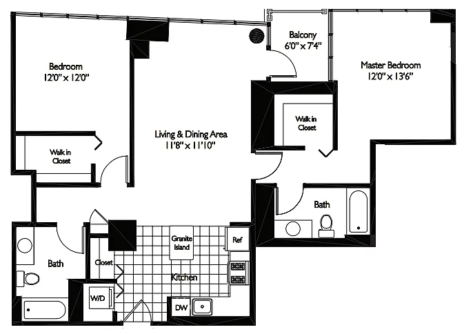 Floor plan 2 BEDROOM 11N - TIDES
