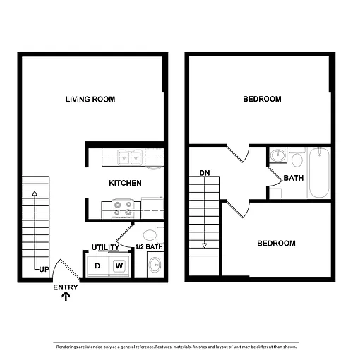 Floor plan 2 Bedroom Townhome