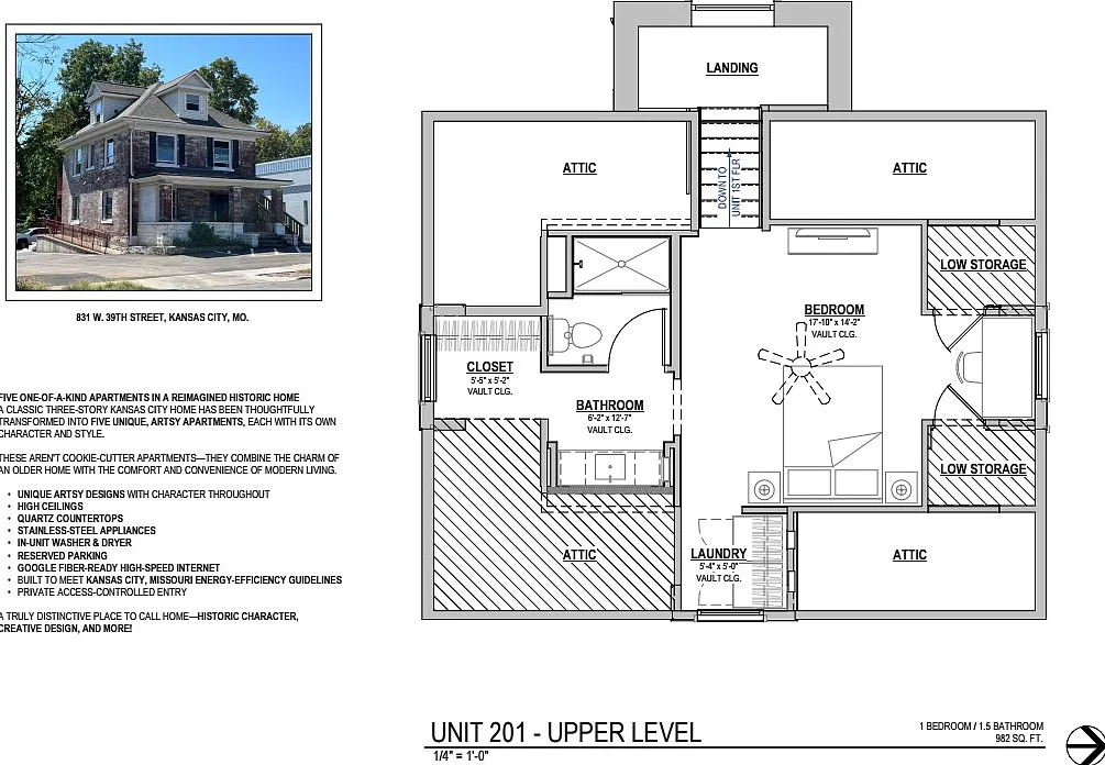 1 bed, 1.5 bath, 982 sqft, $1,300 — Photo 2