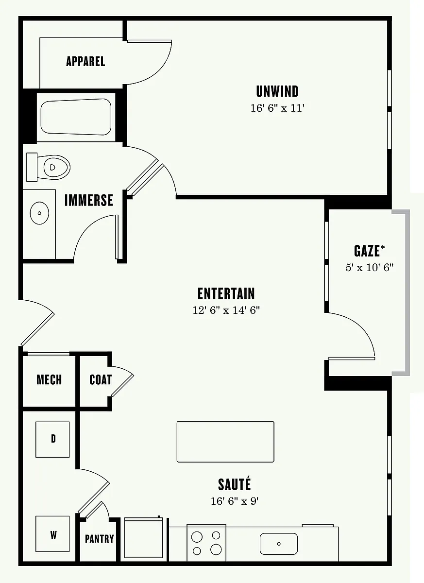 Floor plan One Bedroom One Bath