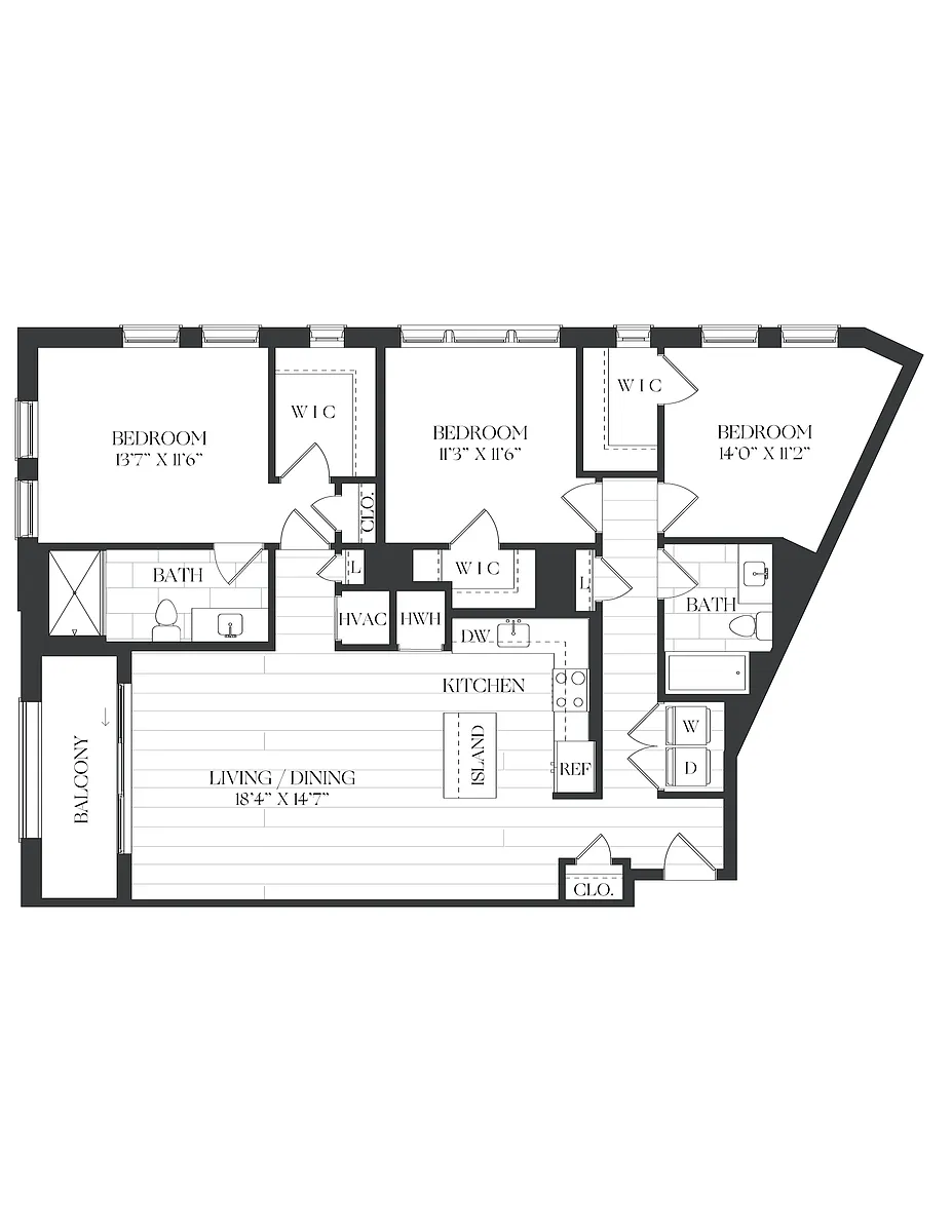 Floor plan 3 Bed/2 Bath-3B-1-The Barrett