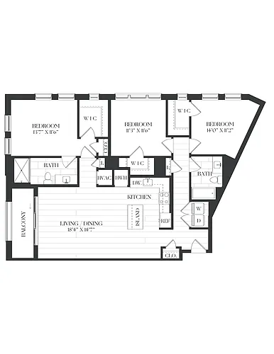 Floor plan 3 Bed/2 Bath-3B-1-The Barrett