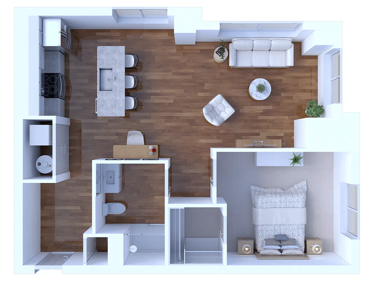Floor plan 1 Bedroom/1 Bathroom-790