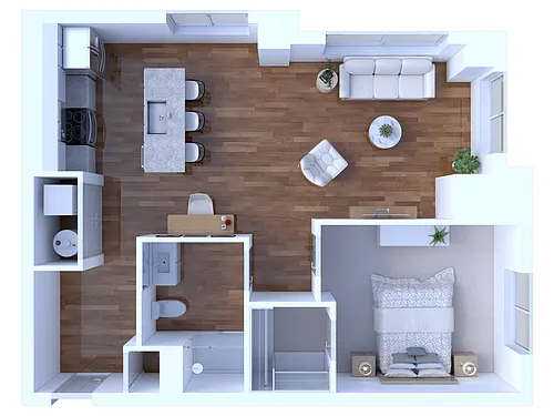 Floor plan 1 Bedroom/1 Bathroom-790