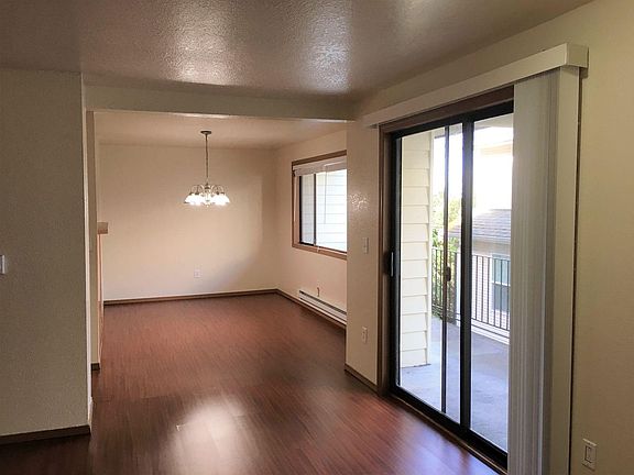 Dining area & a terrific balcony w/ storage closet