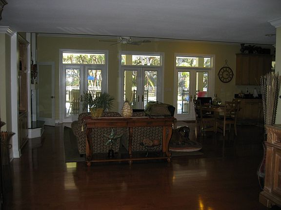 foyer overlooking family room and backyard