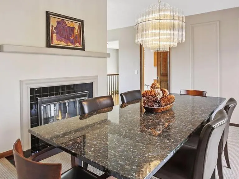 Fireplace in dining room