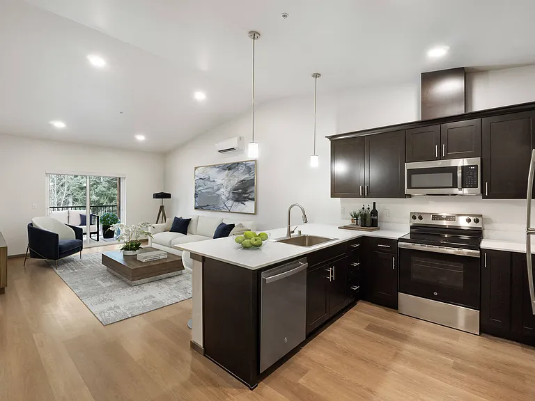 Red Cedar Furnished Kitchen and Living