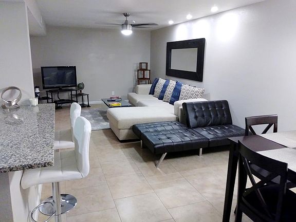 Kitchen to Living Room view-Furniture not included