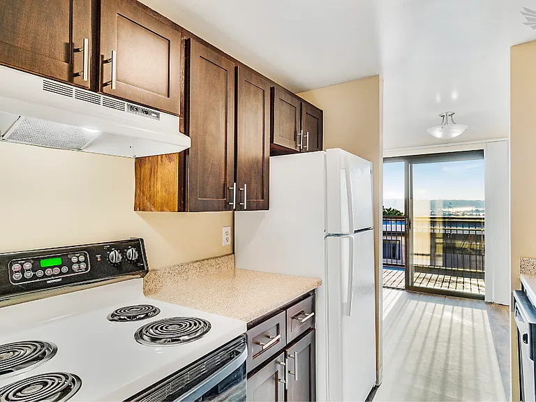 Beacon View Apartments Kitchen Appliances and Balcony View