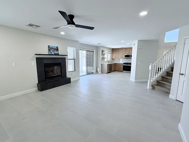 Family room and kitchen area