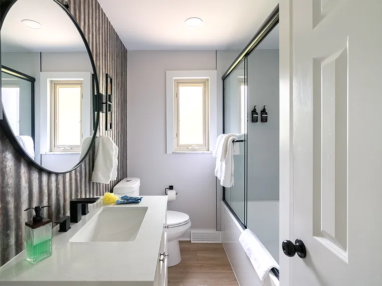 The hall bathroom is luxurious with a deep soaking tub and all the amenities you would need to just relax after a long day.