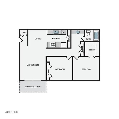 Floor plan Two Bedroom One Bath