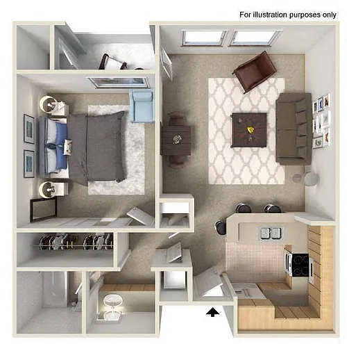 Floor plan 1 BR 1 BA Large Reno