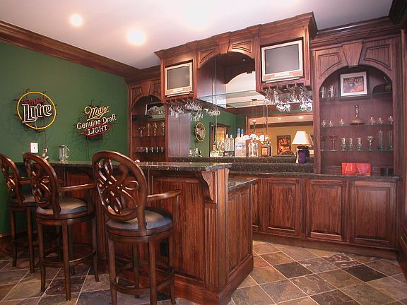 Custom Stained Bar w/ Flagstone flooring