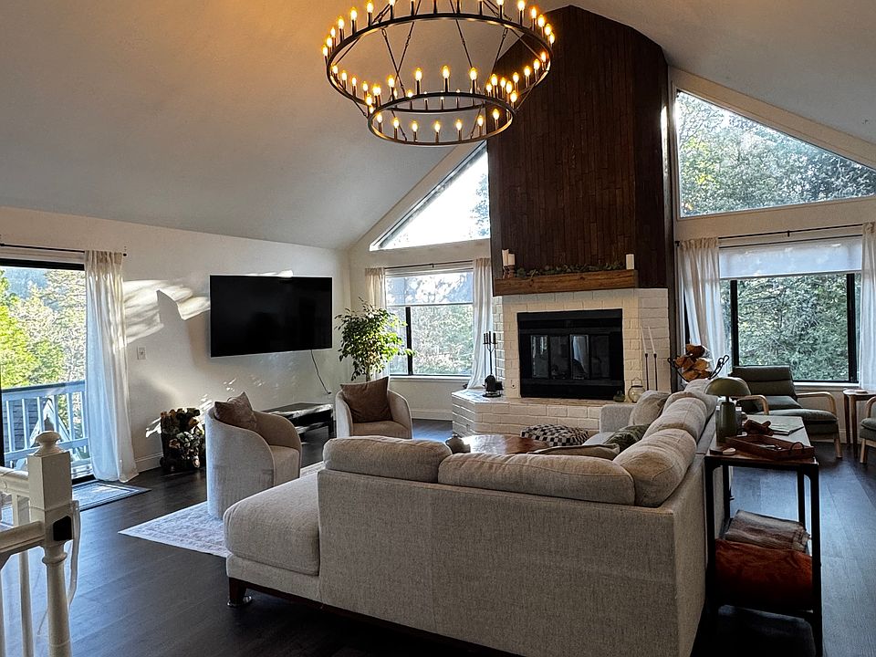 Open cathedral ceilings living room