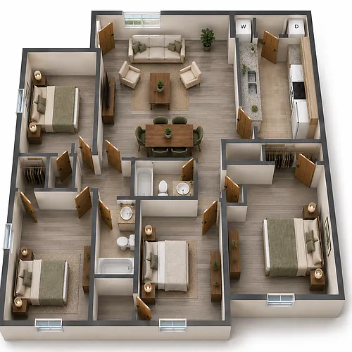 Floor plan 1x1 in 4x2