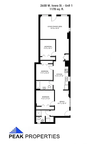Floor plan 3 Bedroom - 2 Bathroom