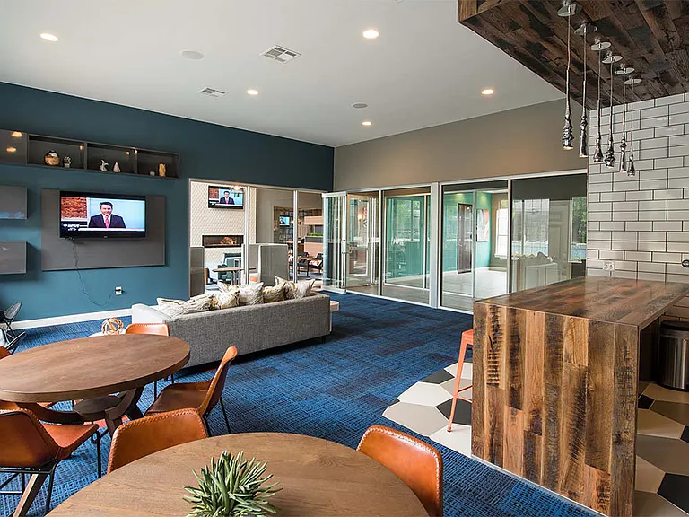 Apartment community Entertainment Room at Griffis Lakeline Station in Austin, Texas.