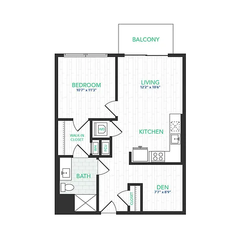 Floor plan VISTA 1 BED DEN 4