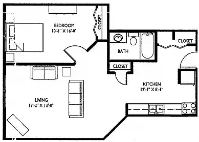 Floor plan One Bedroom J