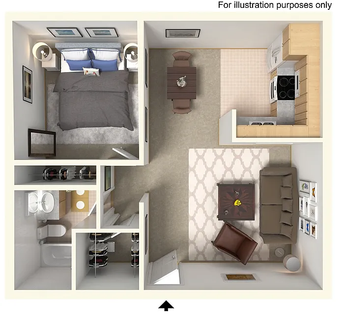 Floor plan A 1 Bedroom 1 bath