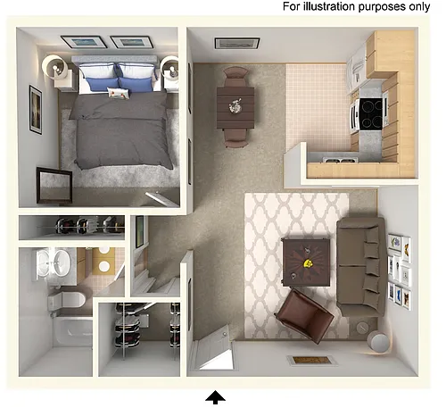 Floor plan A 1 Bedroom 1 bath