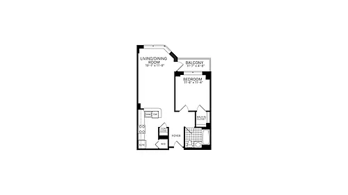 Floor plan 1 Bed 1 Bath A02