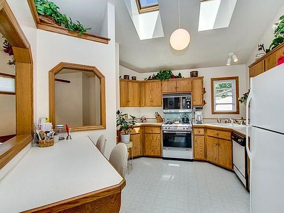 Bright, open kitchen floor plan with 2 skylights!