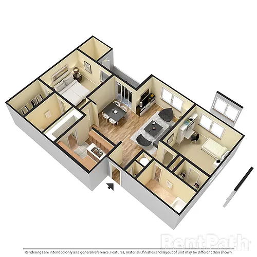 Floor plan 202 - 2 Bdrm, 2 Bath