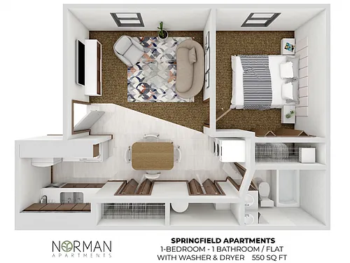 Floor plan 1-bed flat at Springfield