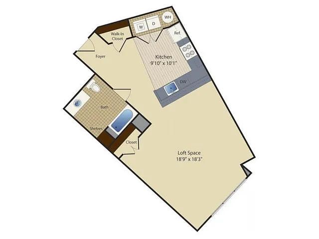 Floor plan Studio (735 SF)