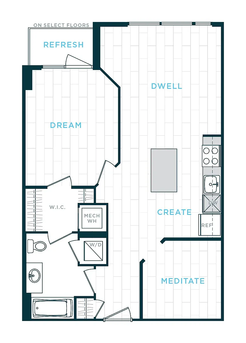 Floor plan 1 Bed/1 Bath Den sl-ad11