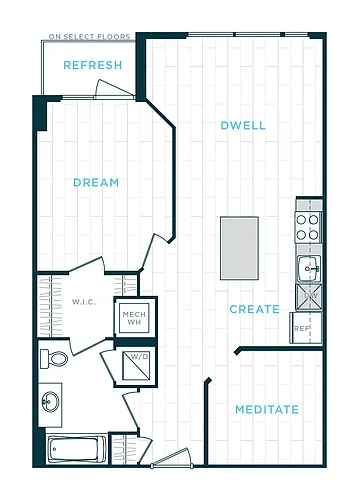 Floor plan 1 Bed/1 Bath Den sl-ad11