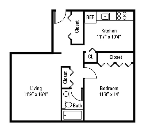 Floor plan 1x1A1CB
