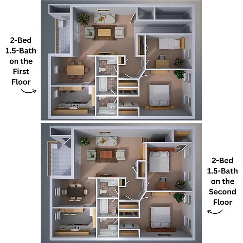Floor plan Two-Bedroom Fully Furnished Apartment