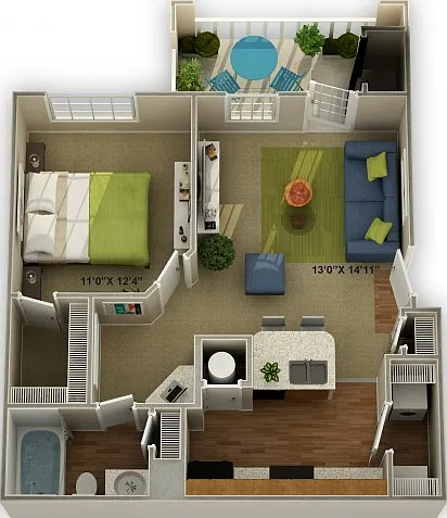 The Ridgecrest One Bedroom Floor Plan The Ridgecrest One Bedroom Floor Plan