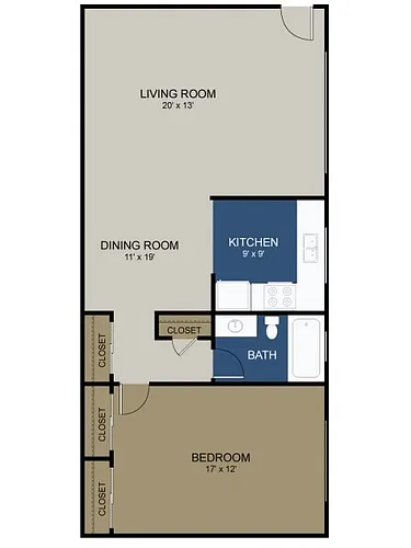 Floor plan One Bedroom K