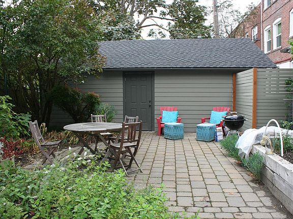 Detached Garage and Courtyard