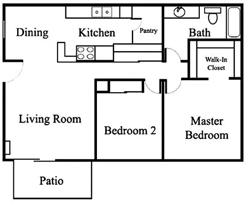 Floor plan 2BR/1BA