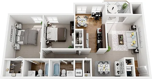 Floor plan 2 Bedroom 2 Bath Deluxe