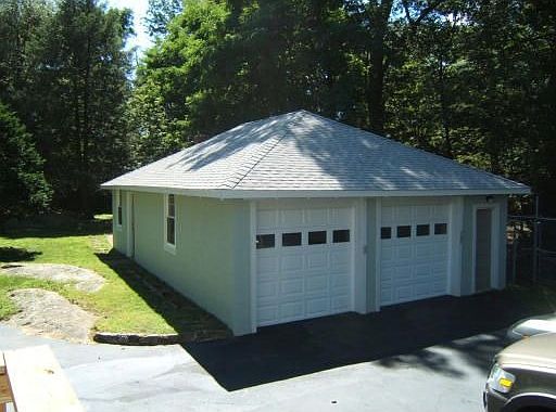 Two car garage with large workshop