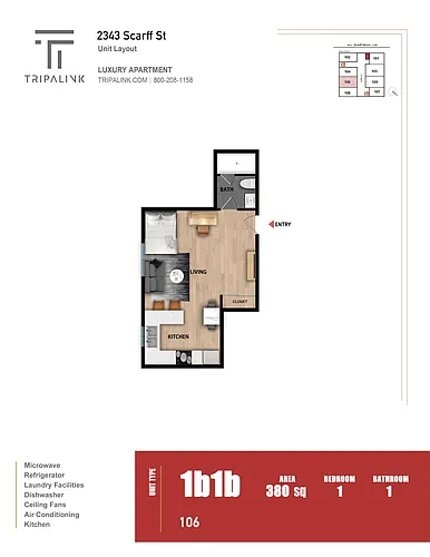 Floor plan Studio - 380 sqft