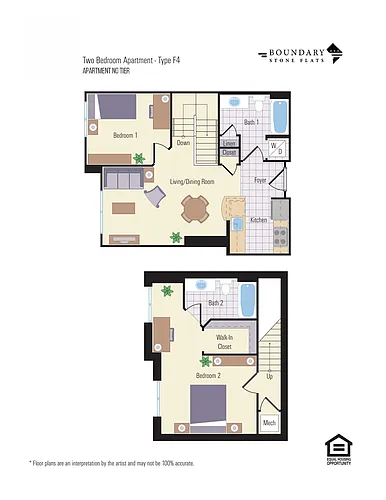 Floor plan 2 Bed/2 Bath (251bc2)
