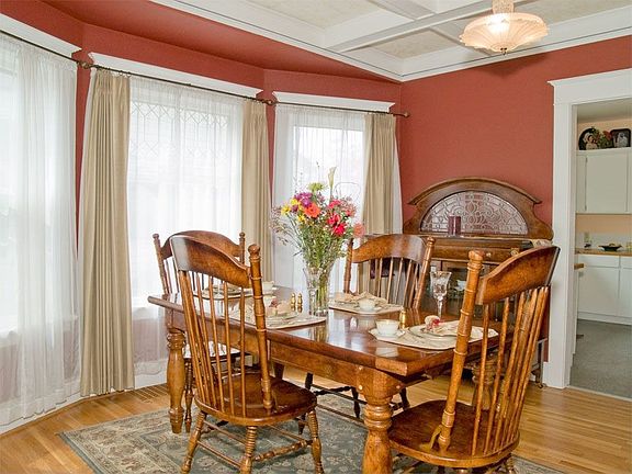 Dining room with box beam ceilings!!