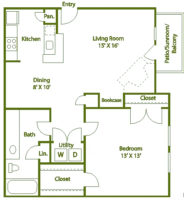 Floor plan 1 bed 1 bath G