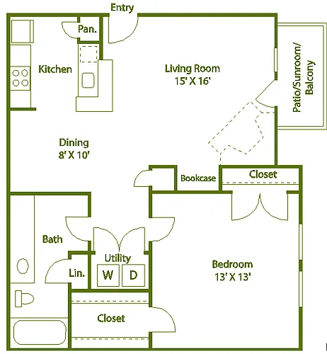 Floor plan 1 bed 1 bath G